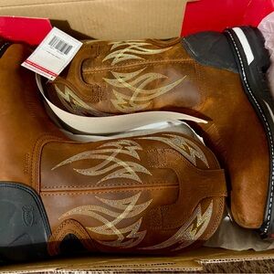 Ariat Men's Brown Western Boots with Gold Patterns